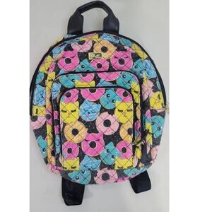 Betsey Johnson Backpack Donut Cat Face Fun Backpack Travel Weekender School Bag